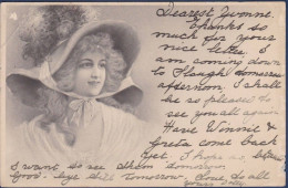 CPA 1 Euro Chapeau Illustrateur Femme Woman Art Nouveau Circulé Prix De Départ 1 Euro - 1900-1949