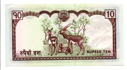 Billet NEPAL 10 Rupges Ten  Bank-note Banknote - Biche Cerf Animal - Népal