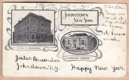 01675 / ♥️ ⭐ JOHNSTOWN NY-New-York CARNEGIE Library & YMCA Building 1907 Happy New Year CASSOLY Cervolles Perpignan - Autres & Non Classés