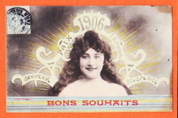 01593 / Année 1906 BONS SOUHAITS Bonheur-Paix-Travail-Prospérité à Elise ARDOISE Valdéries I.R.N Edition BERGERET - Neujahr
