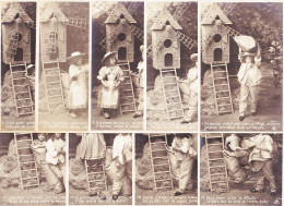 01601 / ♥️ ⭐ Série Suivie N°1 à 9 MEUNIER MEUNIERE Moulin Farine Fillette Garçonnet Costumé 1900s Photo-Bromure MANUEL - Grupo De Niños Y Familias