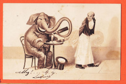 01597 / ⭐ Illustration ELEPHANT Humanisé Se Servant à Boire Cigare 1904 à Numa GOIZE Marchand Crépin Quillan / KOPAL 373 - 1900-1949