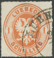 LÜBECK 9A O, 1863, 1 S. Rötlichorange, Feinst, Mi. 200.- - Lubeck