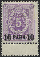 DP TÜRKEI 1Na *, 1891, 10 PA. Auf 5 Pf., Nachdruck, Mit Unten Anhängendem Steg, Falzreste, Pracht - Deutsche Post In Der Türkei