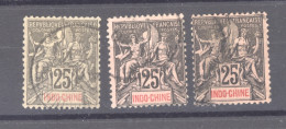 Indochine   :  Yv  10  (o)   3  Teintes - Usados