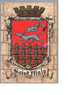 ST SAINT MALO 35 - Logo Emblème écusson Tour Château Grille Belette Avec Drapeau  Carte Vierge - Saint Malo