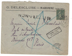 Seine Inférieure - Maromme - Entête G. Delescluse - Lettre Pour Paris - Retour Envoyeur - 9 Novembre 1918 - Posttarife