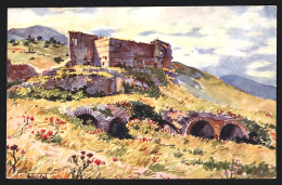 Künstler-AK Prizren, Schlossruine  - Serbien