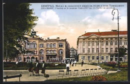 AK Belgrade, L`ancien Et Le Nouveau Université Vue Du Jardin Académique  - Serbien