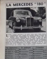 Documentation De Presse ; La Mercedes 180 - Non Classés