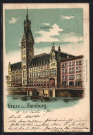 Lithographie Hamburg, Darstellung Vom Rathaus  - Mitte