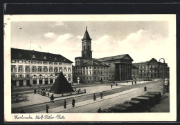 AK Karlsruhe, Platz Mit Denkmal  - Karlsruhe