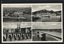 AK Koblenz Am Rhein, Blick Vom Ehrenbreitstein Auf Das Deutsche Eck, Alte Moselbrücke, Brücke  - Koblenz