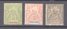 Indochine   :  Yv  17-19  * - Unused Stamps