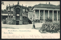 AK Baden-Baden, Musik-Kiosk U. Konversationshaus  - Baden-Baden