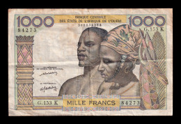 West African St. Senegal 1000 Francs ND (1959-1965) Pick 703Km Bc/Mbc F/Vf - États D'Afrique De L'Ouest