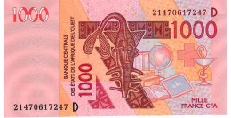 W.A.S. MALI P415Du  1000 FRANCS (20)21 2021 Signature 45  VF - West African States