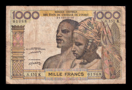 West African St. Senegal 1000 Francs ND (1959-1965) Pick 703Km Bc/Mbc F/Vf - West-Afrikaanse Staten