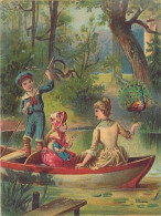 Véritable Chromolithographie : BALADE EN BATEAU. BATEAU PORTRAIT DE PILOTE FEMININ. - Autres & Non Classés