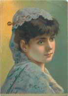 Véritable Chromolithographie : BEAU PORTRAIT DE JEUNE FILLE. - Andere & Zonder Classificatie