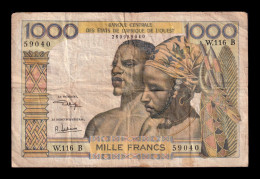 West African St. Benin 1000 Francs ND (1959-1965) Pick 203Bk Bc/Mbc F/Vf - États D'Afrique De L'Ouest