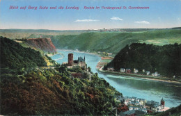 ALLEMAGNE - Blick Auf Burg Katz Und Die Loreley Rechts Im Vordergrund St Goarshausen - Colorisé - Carte Postale - Loreley