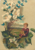 Véritable Chromolithographie : JEUNE ENFANT ET SON LAPIN - Andere & Zonder Classificatie