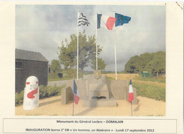 Vieux Papiers - Documents Historiques - Photo Plastifiée Du Monument Du Général Leclerc - Domalain Le Lundi 17-09- 2012 - Historische Documenten