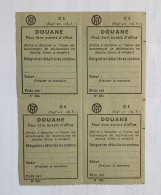 Bloc De 4 étiquettes Vignettes PTT Déclaration Douane C1 N° 284 - Avec Gomme - Documents De La Poste