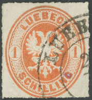 LÜBECK 9A O, 1863, 1 S. Rötlichorange, Feinst, Mi. 200.- - Luebeck