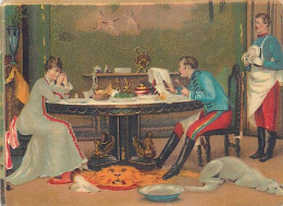 Véritable Chromolithographie : REPAS COUPLE. MILITAIRE. - Other & Unclassified