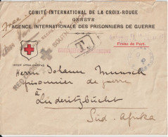 1915 - ALSACE/SÜDWEST AFRIKA ! - ENV PRISONNIER DE GUERRE De COLMAR Via CROIX-ROUGE GENEVE => LÜDERITZBUCHT ! TAXE ! - Croce Rossa