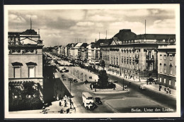 AK Berlin, Unter Den Linden Aus Der Vogelschau, Mit Denkmal Friedrichs D. Gr. Und Staatsbibliothek  - Mitte