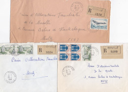 37075# LOT 20 LETTRES FRANCHISE PARTIELLE RECOMMANDE Obl TERVILLE MOSELLE 1967 1968 Pour METZ 57 - Lettres & Documents