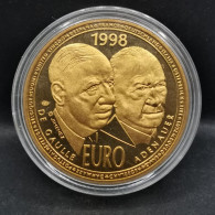 MEDAILLE BRONZE FLORENTIN 30mm DE GAULLE ADENAUER EURO 1998 - Autres & Non Classés