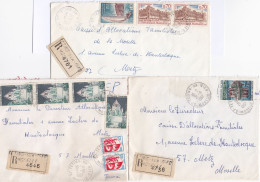 37077# LOT 7 LETTRES FRANCHISE PARTIELLE RECOMMANDE Obl TERVILLE MOSELLE 1967 1968 Pour METZ 57 - Brieven En Documenten