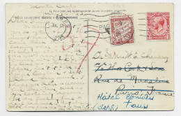 ENGLAND ONE PENNY SOLO CARD MONTE CARLO MONACO MECANIQUE PAQUEBOT LONDON 1933 TO FRANCE DOUBLE TAXE - 1859-1959 Cartas & Documentos
