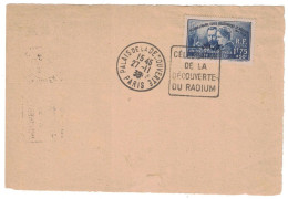 Paris - Palais De La Découverte - Oblitération Daguin - 1f75+50c Union Internationale Contre Le Cancer - 1938 - Mechanical Postmarks (Other)