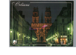ORLEANS 45 - La Rue Jeanne D'arc Et La Façade De La Cathédrale Sainte Croix Carte Vierge - Orleans