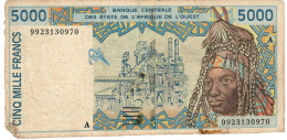 W.A.S. IVORY COAST   P113Ai 5000 FRANCS (19)99 1999  Signature 29  VG - West African States