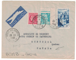 Poste Aux Armées - B.C.M - B - Lettre Avion Pour Montreal (Canada) - Bel Affranchissement - 28 Novembre 1948 - Military Airmail