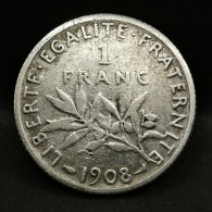 1 FRANC SEMEUSE ARGENT 1908 FRANCE / SILVER (20240513) - 1 Franc