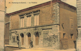 Fontenay Le Comte * Rue Et Le Théâtre * Cpa Toilée Colorisée Ancienne - Fontenay Le Comte