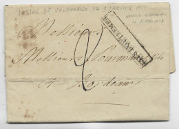 CHILE CHILI LETTRE COVER VALPARAISO 1838 LETTRE COVER  BORDEAUX FRANCE + PAYS D'OUTREMER - Chili