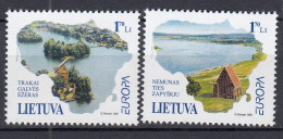 LITHUANIA 2001 Europa Lakes MNH(**) Mi 756-757 #Lt1054 - Lithuania