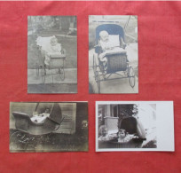 Lot Of 4 Cards.    RPPC. Child In Wicker Baby Carriage.   Ref 6408 - Other & Unclassified