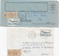 37081# LOT 2 LETTRES FRANCHISE PARTIELLE RECOMMANDE Obl LE VAL DE GUEBLANGE MOSELLE 1967 1968 Pour METZ 57 - Covers & Documents