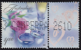 AUSTRALIA 2003 $1 Multicoloured Celebration And Nation Wedding Rings & Pink Rose With Tab On Right Used FU - Usados