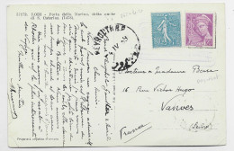 FRANCE MERCURE 20C+ 50C SEMEUSE LIGNEE CARTE RODI GRECE GRIFFE PAQUEBOT THEO GAULTIER + BEYROUTH LIBAN 1939 TO FRANCE - Correo Marítimo