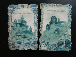 CHROMO DECOUPIS GAUFFRE        CHOCOLAT PAYRAUD A LYON      LOT DE 2 CHATEAUX         (9,5 X 6,2 Cms ) - Altri & Non Classificati